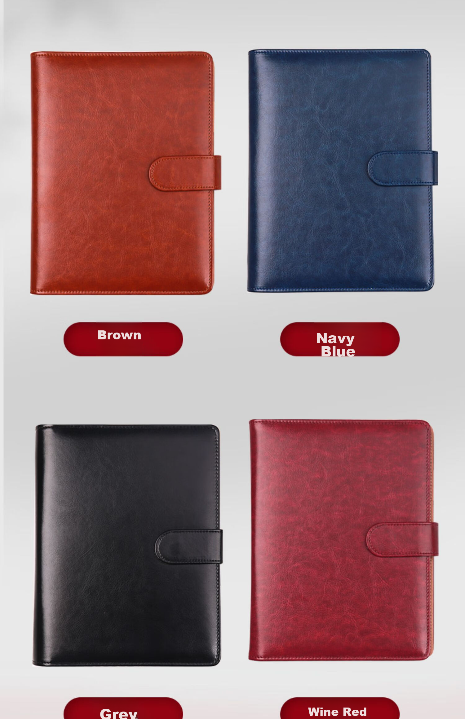 Xuchenwenju Notebook, Loose-Leaf A5 Brown, 6-Ring Binder, Simple Business High-End Leather Cover, with Buckle And Card Slots, Office Meeting Record Book, Detachable, Can Print LOGO 4