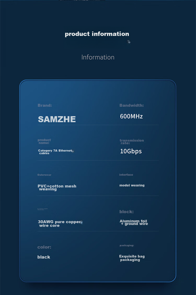 SAMZHE Cat7 Ethernet Cable, 10 Gigabit Double-Shielded Connection Cable, Category 7 Twisted Pair Computer Gaming E-Sports 8-Core Surveillance Pure Copper Double-Braided Network Patch Cable 1.5 Meters RJ7015M 15
