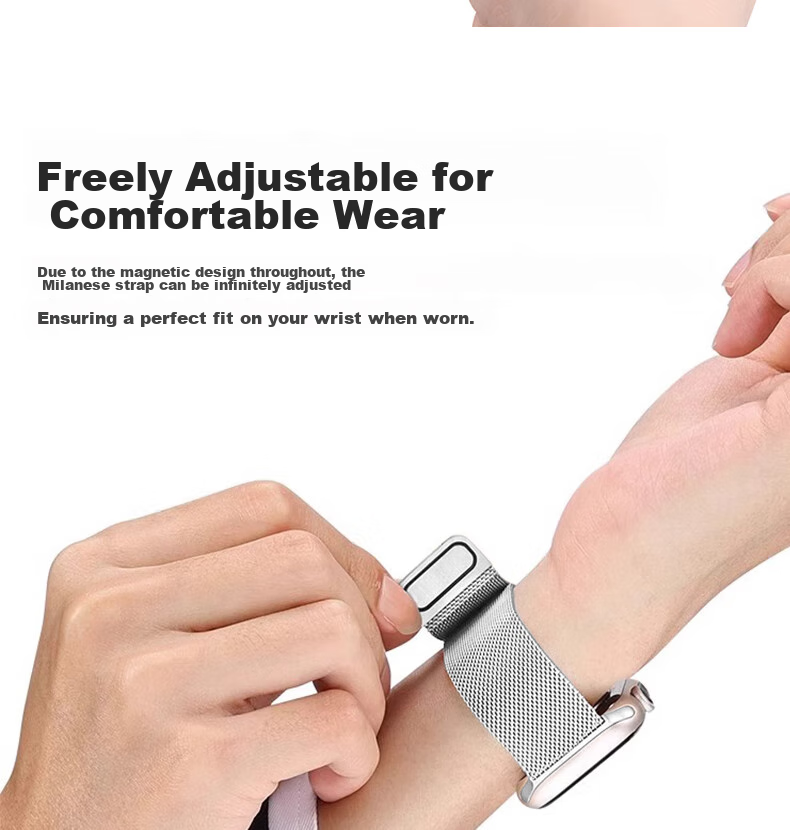 ESCASE Compatible Apple Watch Band, IWatch SE3 Milanese Magnetic Buckle Strap, Supports Apple Watch 11/SE2/9/8, 41/40/38mm, Silver 7