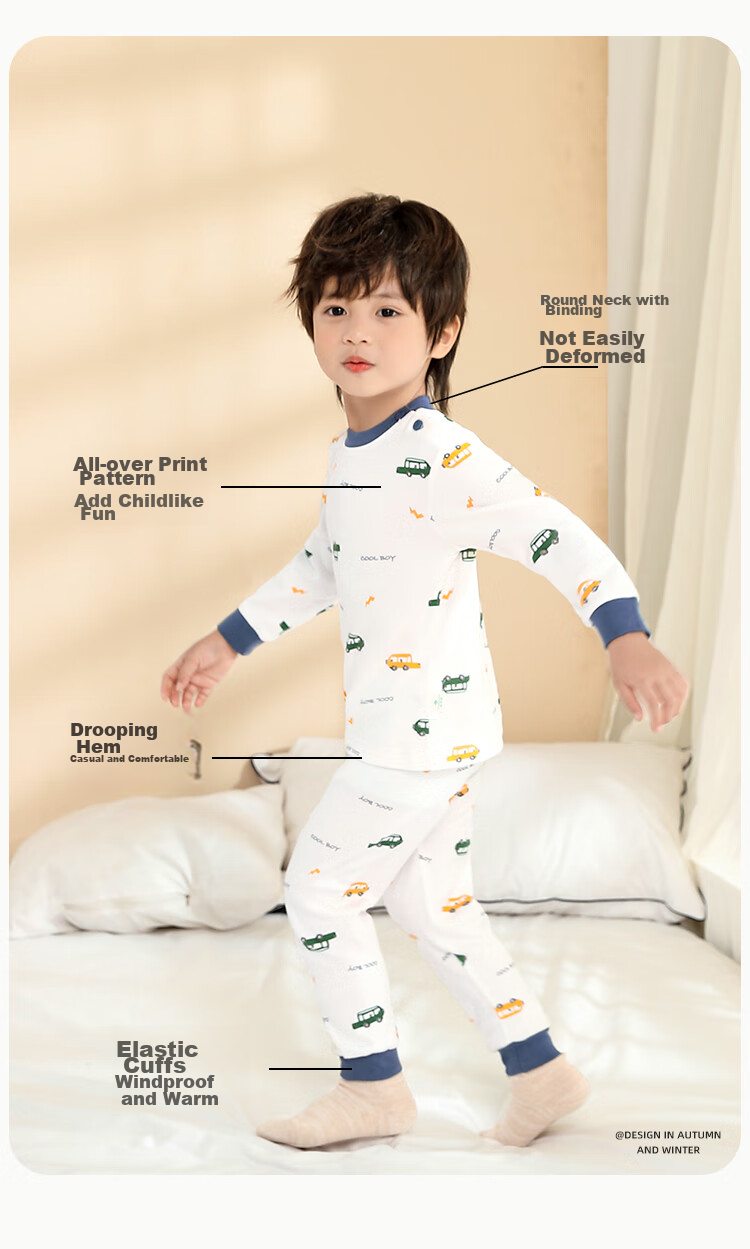 YUZHAOLIN Children's Autumn Underwear Set, Boys And Girls Inner Wear, Pure Cotton Pajamas for Young Kids, Children's Clothing 9