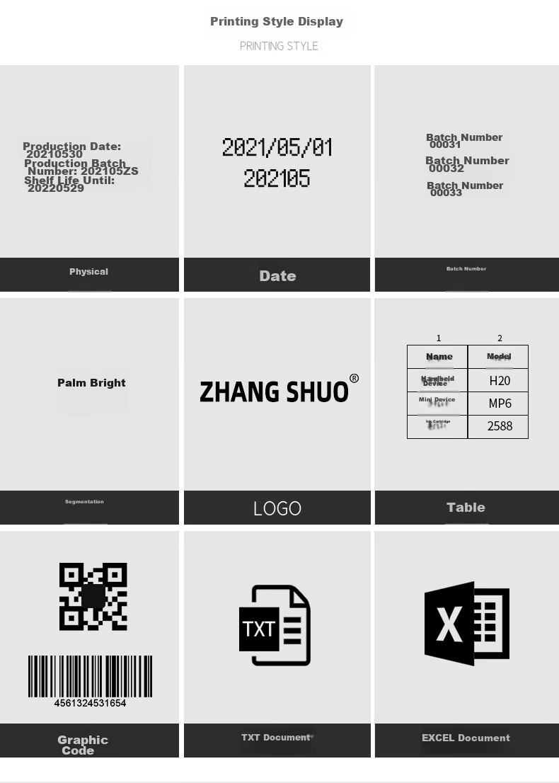 Zhangshuo Z8 Intelligent Handheld Inkjet Printer, 600DPI, 50 Pages/min, Compact Fully Automatic, Date Coding Machine, Portable, Quick-Drying Ink, Suitable for Multiple Materials 6