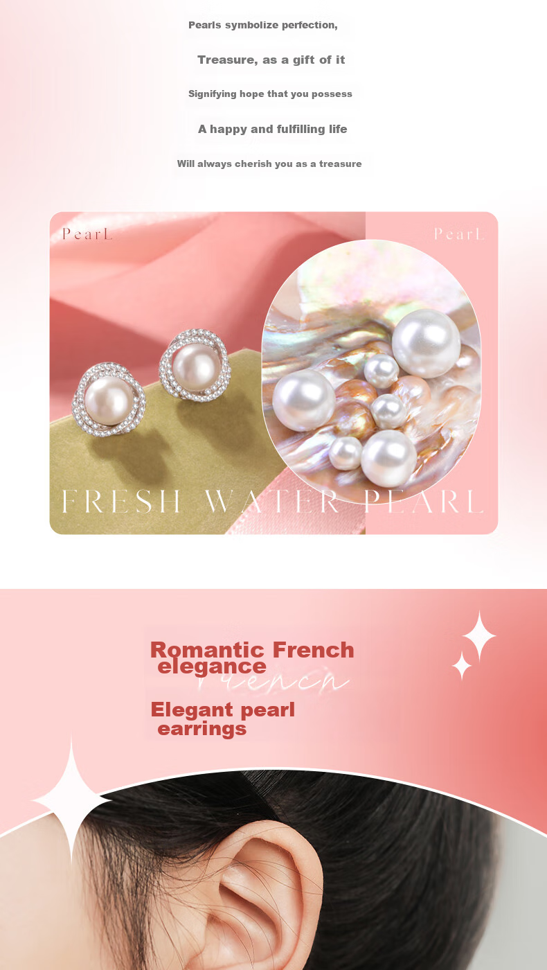 MANHE S925 Silver Stud Earrings for Women, Freshwater Pearl Earrings, Birthday Valentine's Day Gift for Girlfriend Or Mother 14