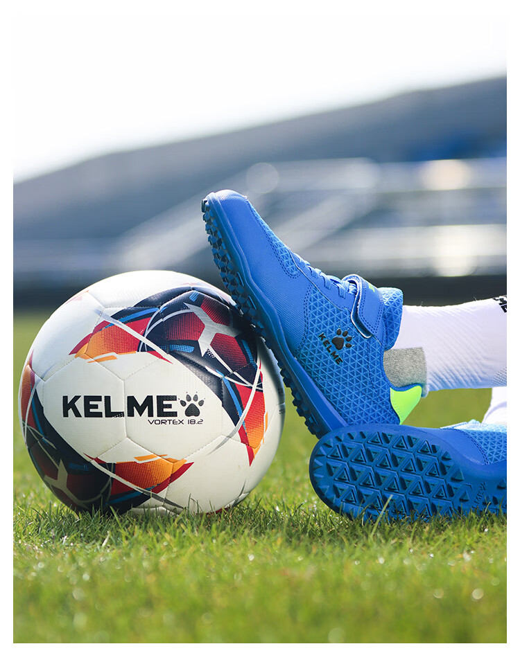 KELME Youth Soccer Shoes, Breathable Mesh, Velcro Strapless, TF Turf Studs, Student Football Boots, Orange/yellow, Size 32 9