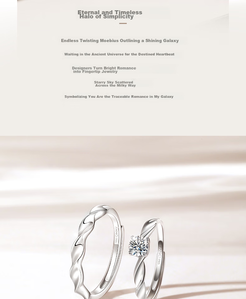 Fanci Shimmering Galaxy Couple's Proposal Engagement Ring Pair Gift Matching Rings Birthday Present for Boyfriend Girlfriend 5
