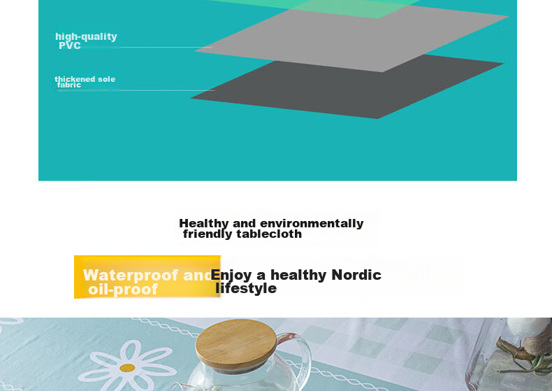 MOON TIME Waterproof And Oil-Proof Tablecloth, Washable Dining Table Cover, Rectangular Table Mat for Restaurant And Coffee Table, Thick Placemat 5