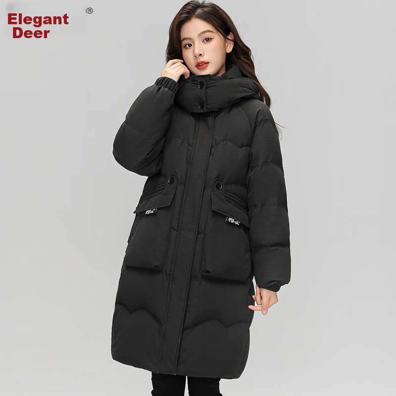 Yalu Women's Mid-Length down Jacket, 2025 Winter Thickened Cold-Resistant Warm New Fashion Couple Hooded Coat for Wome