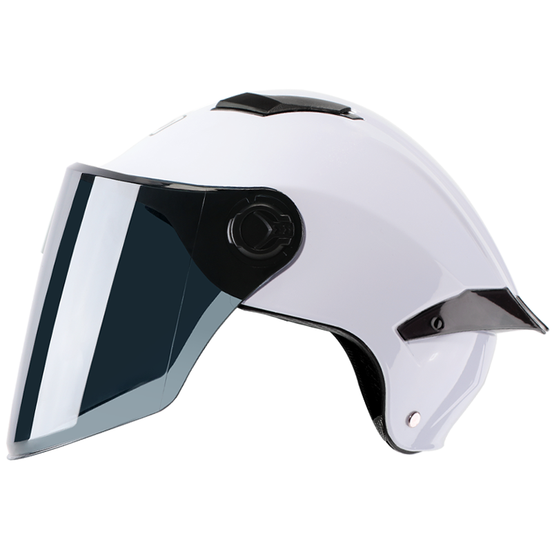 BIGBRO 305 Crescent White New National Standard 3C Certified Electric Motorcycle Riding Helmet, Unisex All-Season Sun Protection Half Helmet for Electric Scooters in Summer