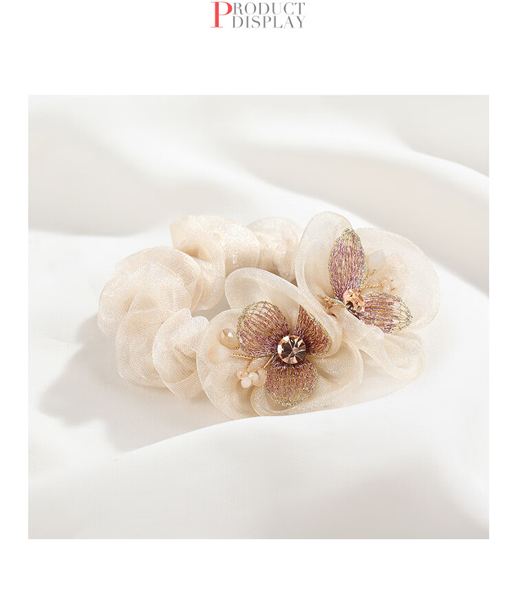 CHIMERA Organza Hair Tie, Back of Head Hair Clip, Hair Flower, Hair Accessory, Hair Barrette, Women's Mid-Autumn Festival Gift 12