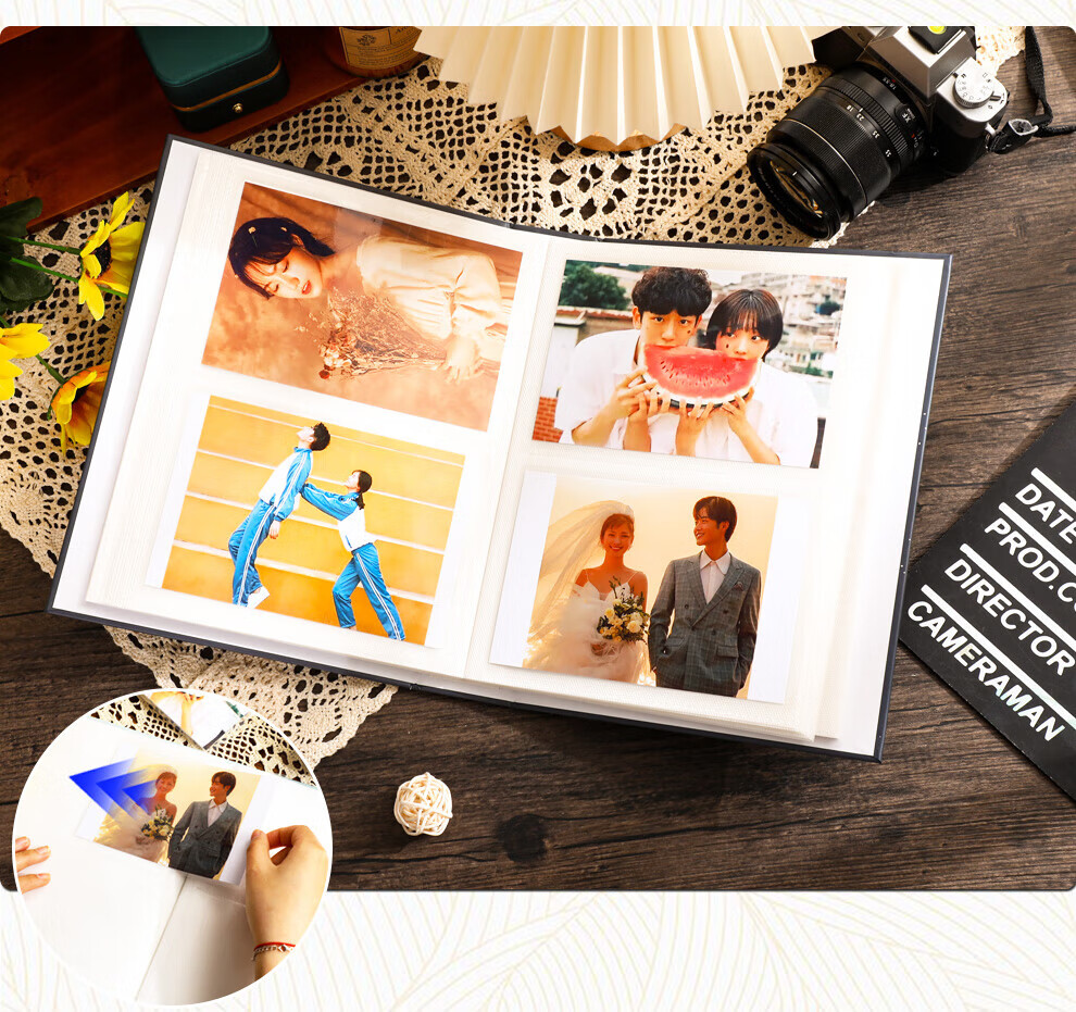 Longe 6-Inch Photo Album, Insert-Style Album, Laminated, Large Capacity, Children's Growth Record, Couple's Promise Record Album, Shiguangji Paper Cover 100 Cards - Vertical Photo Book 5