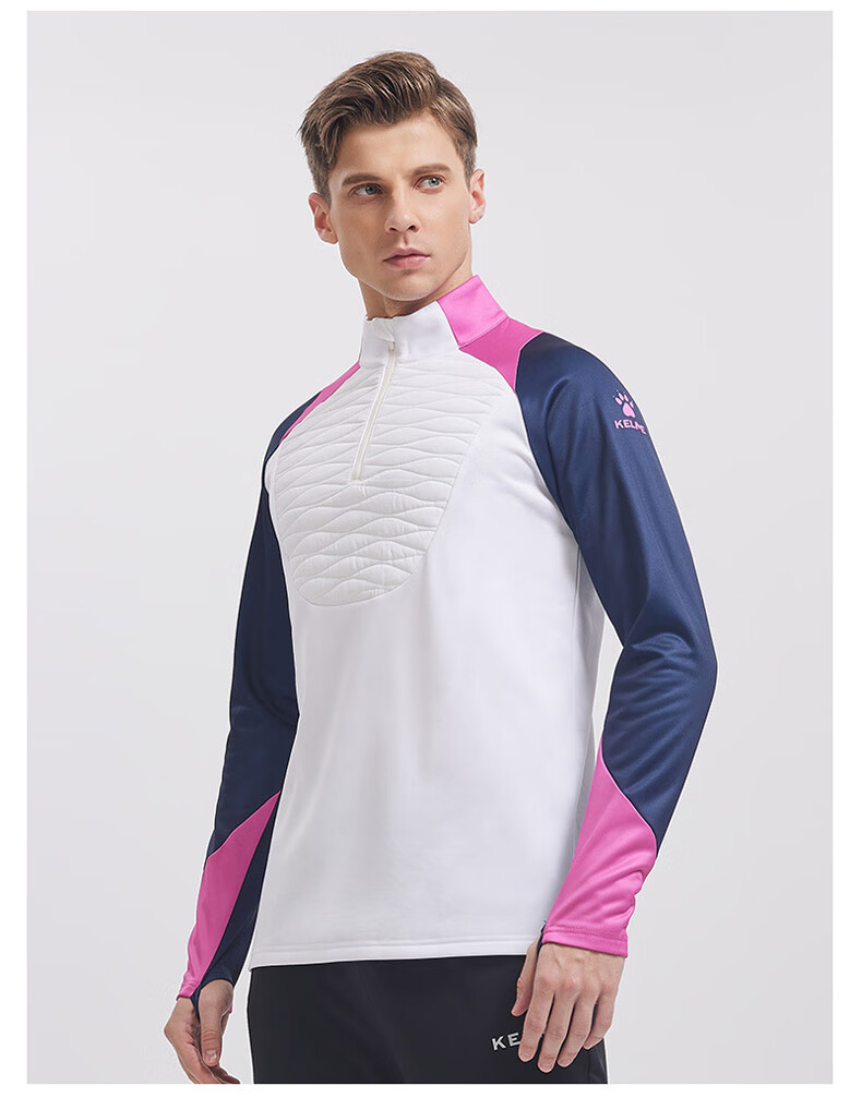 KELME Pullover Sweatshirt for Men, New Autumn Football Training Shirt, Running Hoodie with Half-Zip, Cotton-Lined Top, White, XL 16