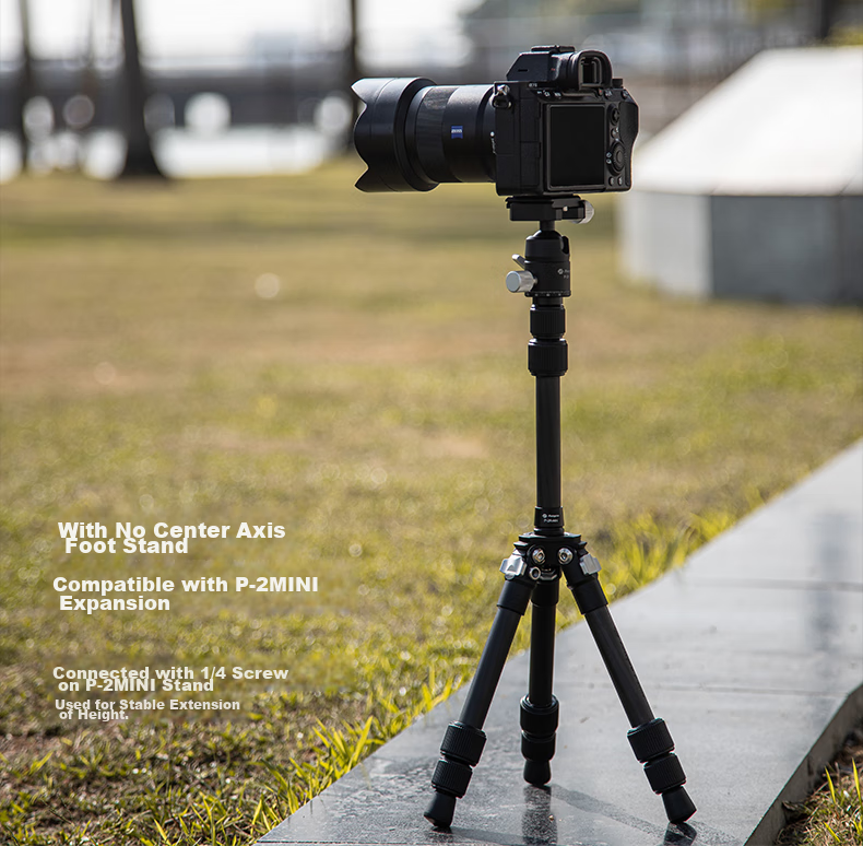 Fotopro P-2AMINI Carbon Fiber Photography Tripod, Extendable Center Column, 1/4 Interface 2