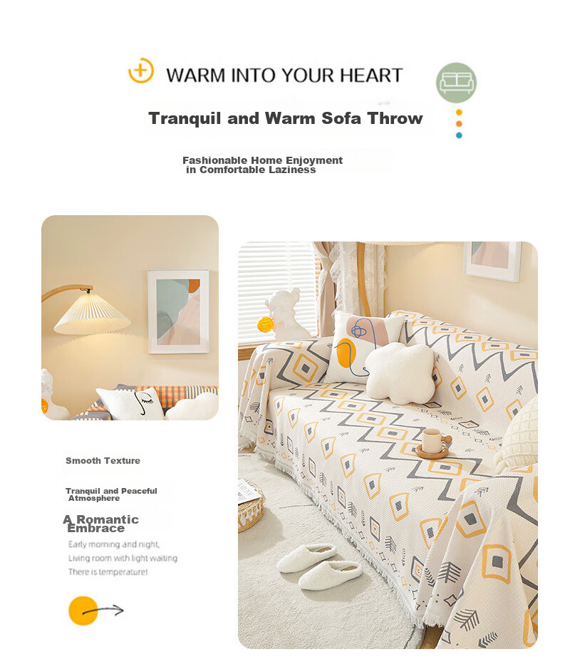 AVIVI Sofa Cover, Full Coverage Sofa Cloth, Cotton Woven Sofa Pad, Sofa Slipcover, All Seasons, 180*300 Cm, Linglinghuimeng Patter 2