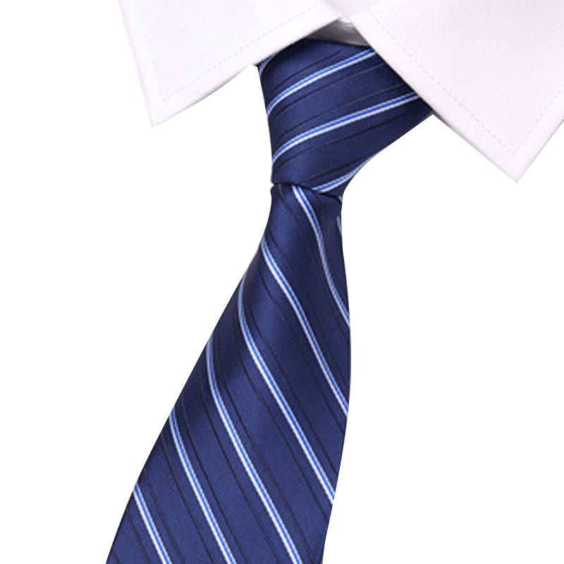 GLO-STORY Hand-Tied Tie, Men's Business Formal Wear Trendy 8cm Tie Gift Box, Blue Fine Twill