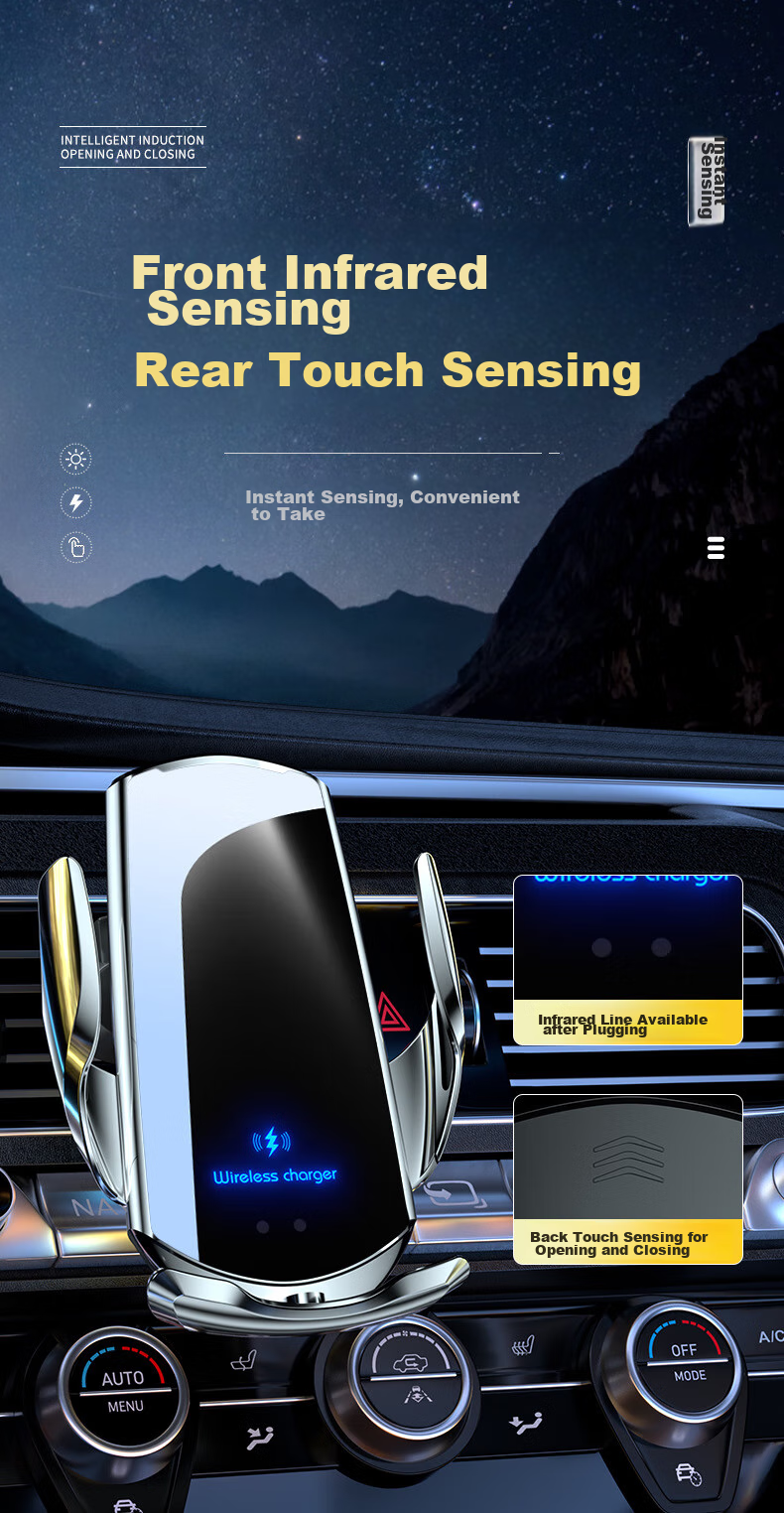 Dijialun Intelligent Sensor Car Wireless Charger Phone Holder Compatible with Xiaomi, OPPO, Apple 18, Huawei, Vivo Fast Charging Car Navigation Phone Charging Stand 8