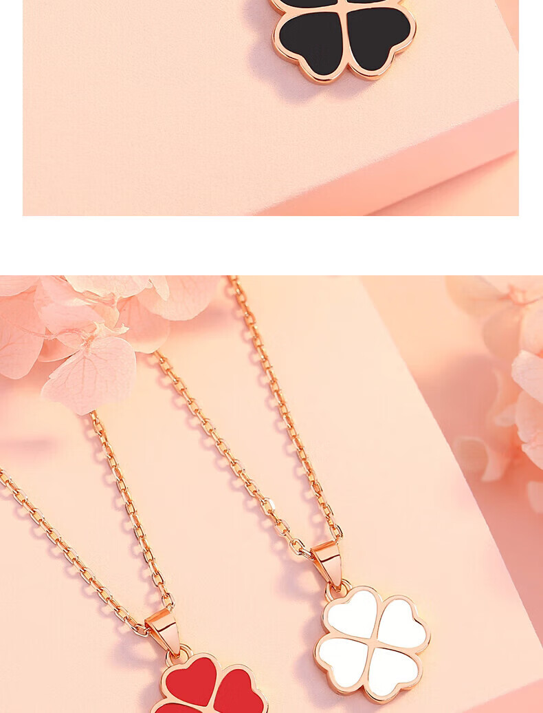 Grace Girl Four-Leaf Clover Necklace for Women, Simple And Elegant Rose Gold Collarbone Chain, Anniversary Birthday Gift for Girlfriend 16