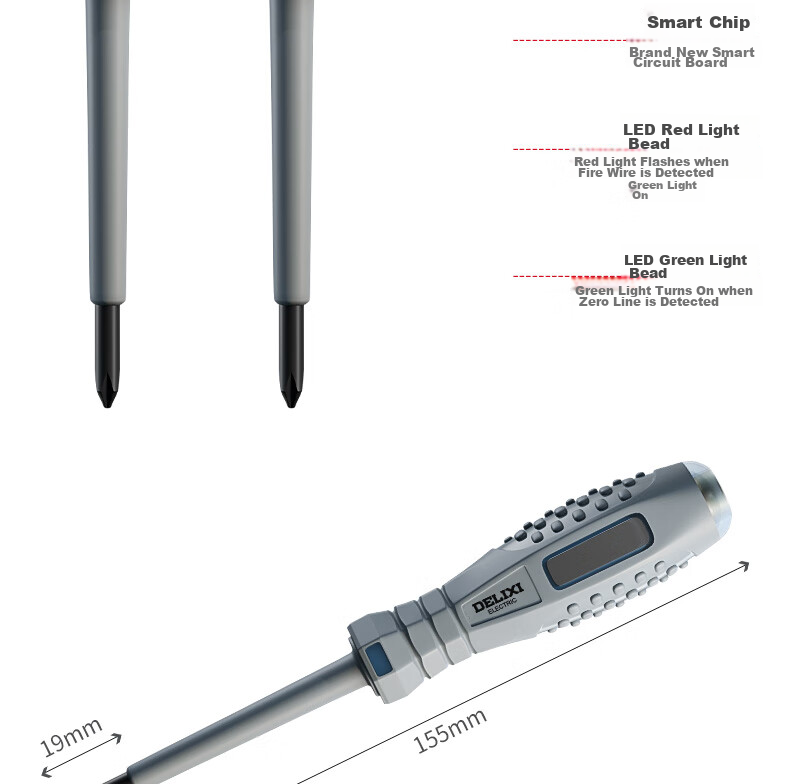 DELIXI Electric Pen for Electricians, Smart Wire Tester, Leakage Detector, Voltage Tester Pen, High-Strength Screwdriver, Electric Pe 18