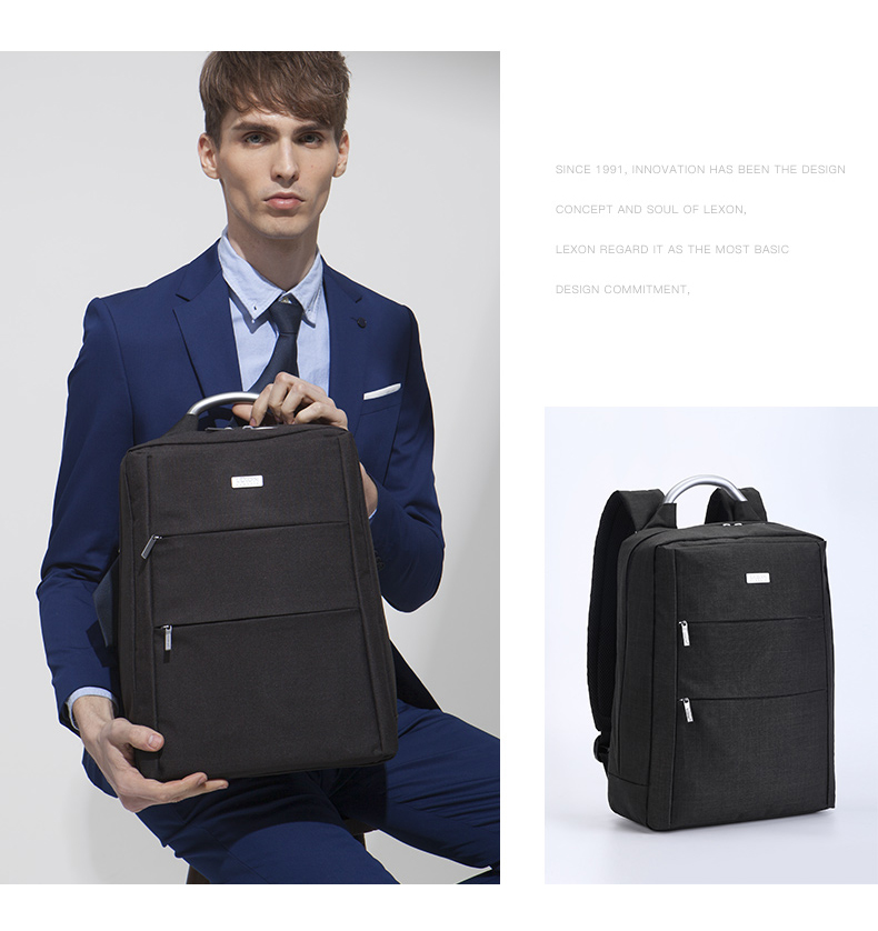 LEXON Men's Business Backpack, 15.6/16 Inch Laptop Bag, Commuter Travel Business Trip Double-Layer Backpack 15