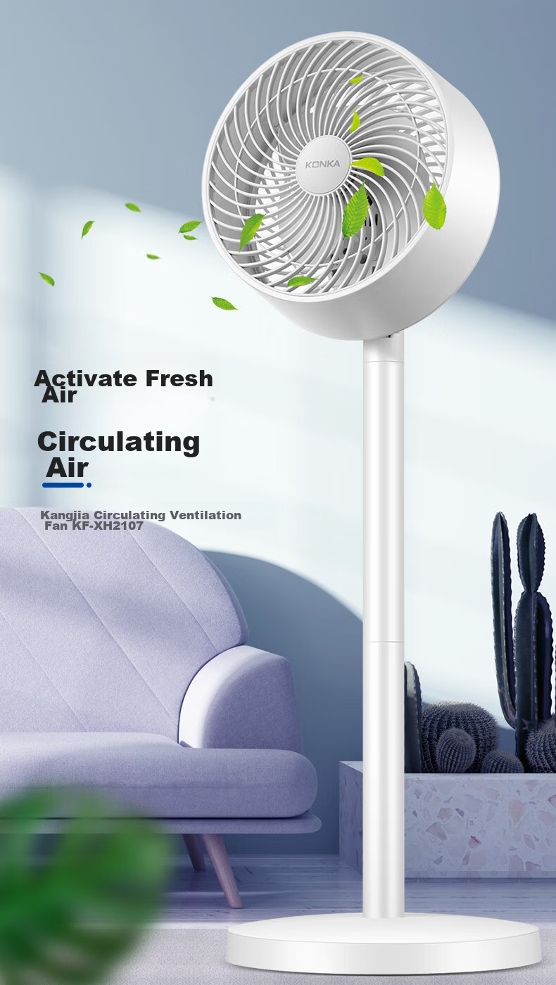 KONKA Air Circulation Fan Electric Fan Remote Control Home Fan Oscillating Desktop Small Fan Standing Electric Fan Quiet Ventilation AC Fixed Frequency Floor Fan KXHS-1712E-P 1