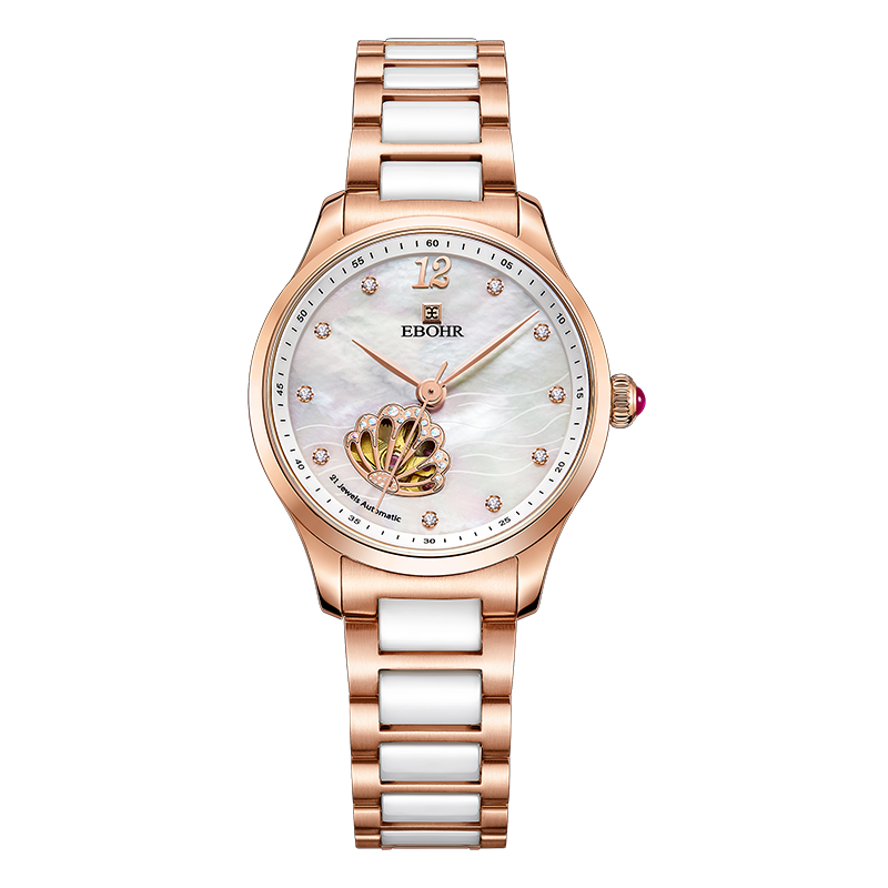 EBOHR Women's Watch, Butterfly Love Confession Semi-Porcelain Strap Ladies Mechanical Watch, Birthday Mid-Autumn Festival Gift 50690428
