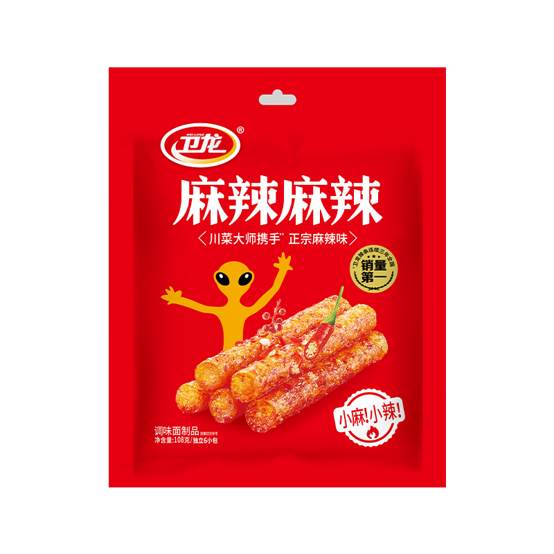 卫龙 辣条 麻辣味108g 小麻小辣 办公室休闲零食 小吃麻辣棒 独立小包