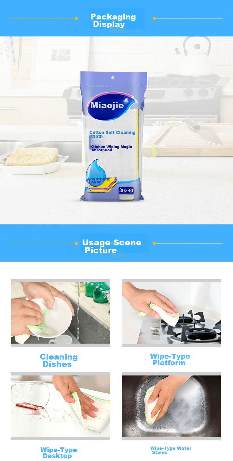 MIAOJIE Cotton Soft Cleaning Cloth, 30*30cm, 8-Pack, Kitchen Dishwashing Cloth, Highly Absorbent Wipe, Oil-Removing Household Cleaning Tool 6