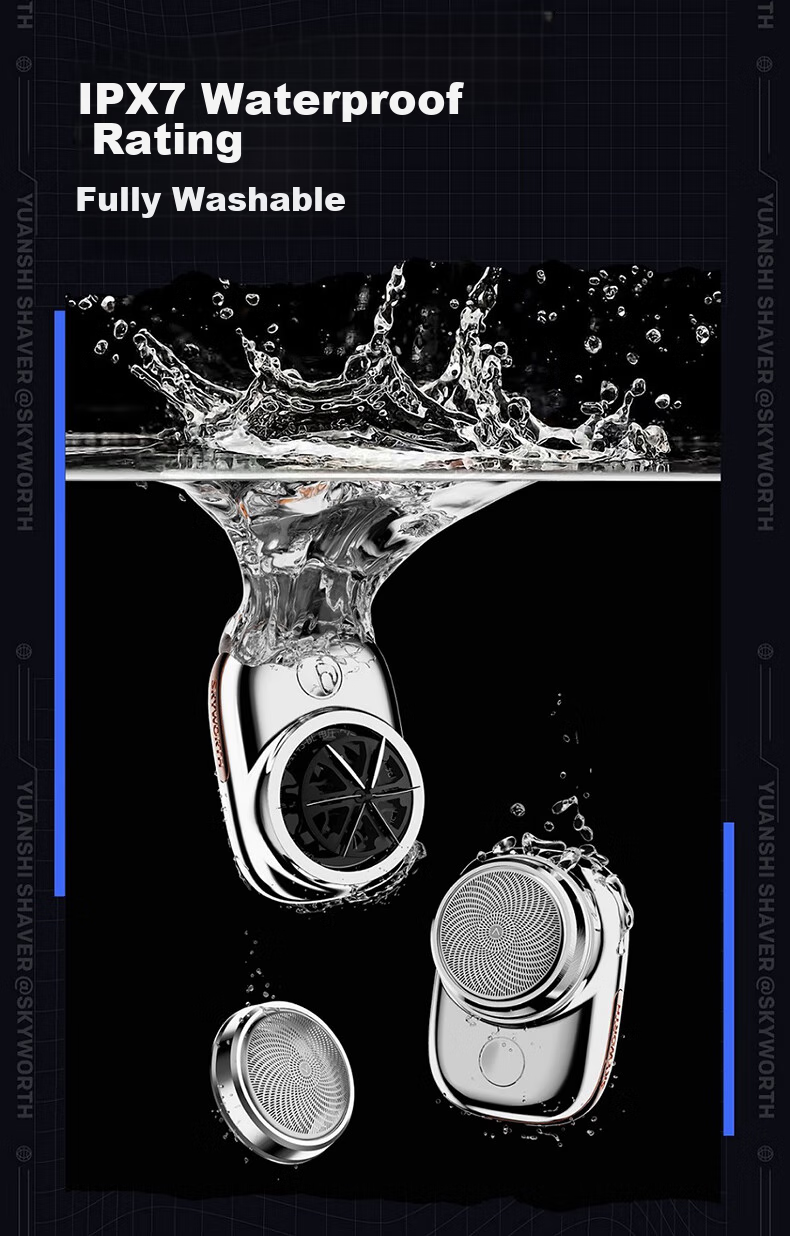 Skyworth [Wu Lei's Choice] Yuanshi Mini Electric Shaver, Portable Men's Electric Razor, Fully Washable Dry And Wet Dual-Blade, Valentine's Day Gift for Boyfriend, Gift Box Set, Tech Silver 7