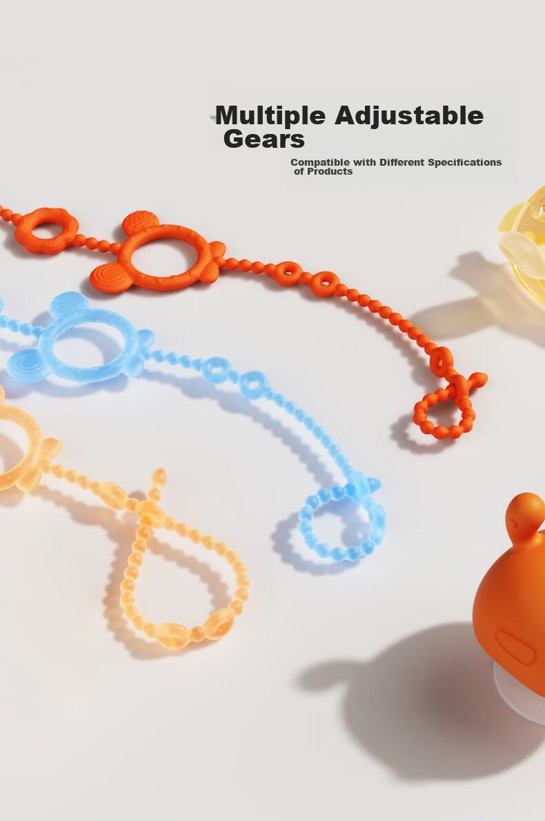 DOCTOR MA Baby Teether Anti-Drop Chain, Infant Toy Chain, Silicone Nipple Chain, Anti-Lost Cord, Bear Nano Silver Color 4