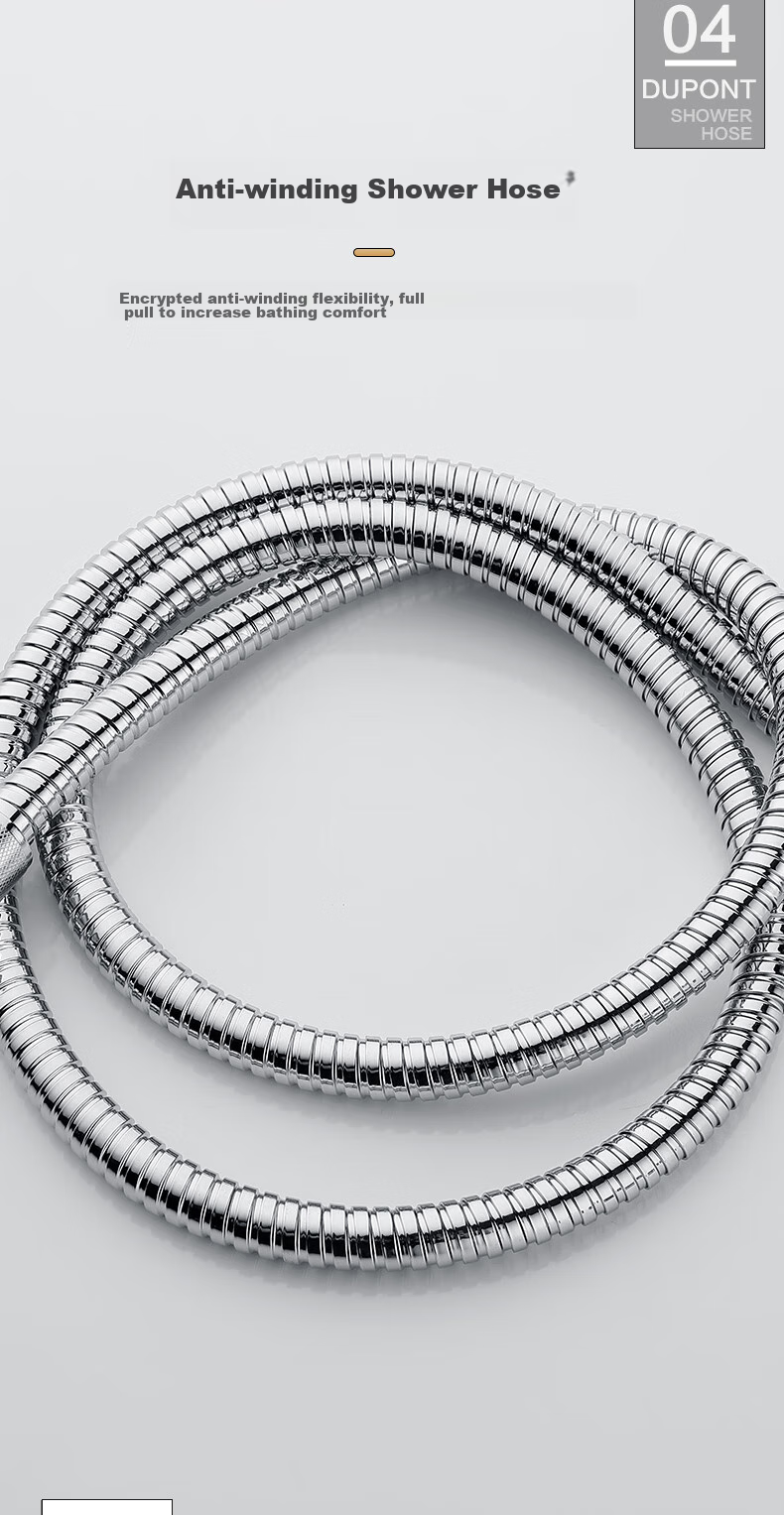 DU PONT DU PONT Handheld Shower Head Hose, 304 Stainless Steel, 1.5 Meters Long, Shower Head Hose D-PJ001 5
