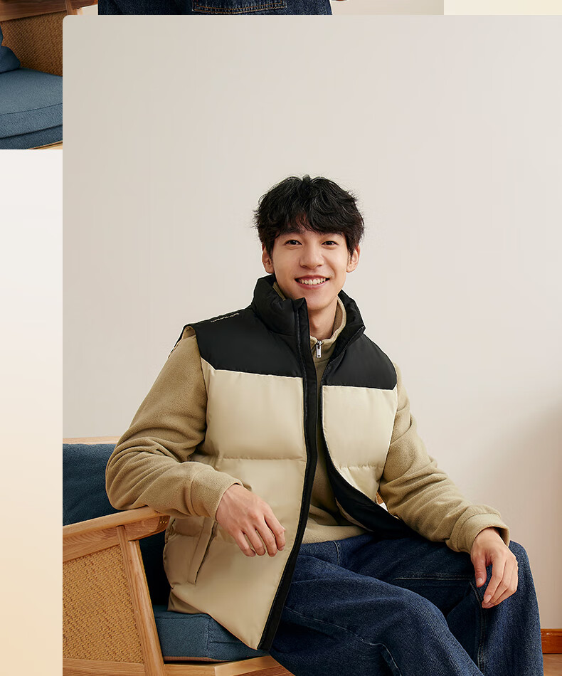 361° Men's Down Vest Autumn Winter New Waterproof Warm Sports Casual Running Stand Collar Jacket 652544401-4 24