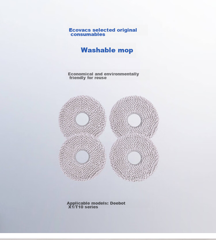 ECOVACS Accessory Washable Cloth Suitable for (X1, X2, T20, T10OMNI, T10 TURBO) 2 Pairs (4 Pieces) [Accessory] 1