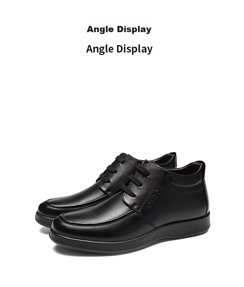 Aokang Casual Business Fleece-Lined Warm Cotton Shoes, Simple And Comfortable Cowhide Shoes for Men, Black, Size 39 14