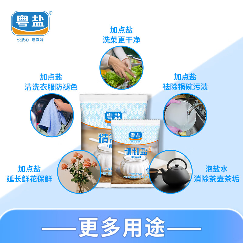 粤盐  食用盐500g【加碘】 一级精制盐 井矿盐 调料 调味品