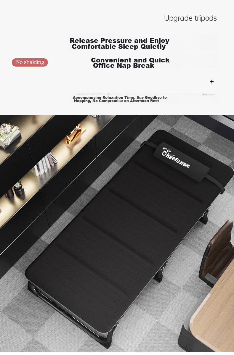 OKeefe Folding Bed, Lounge Chair, Single Bed, Office Nap Bed, Accompanying Care Bed, Camp Bed, Simple Bed with Cotton Pad 7