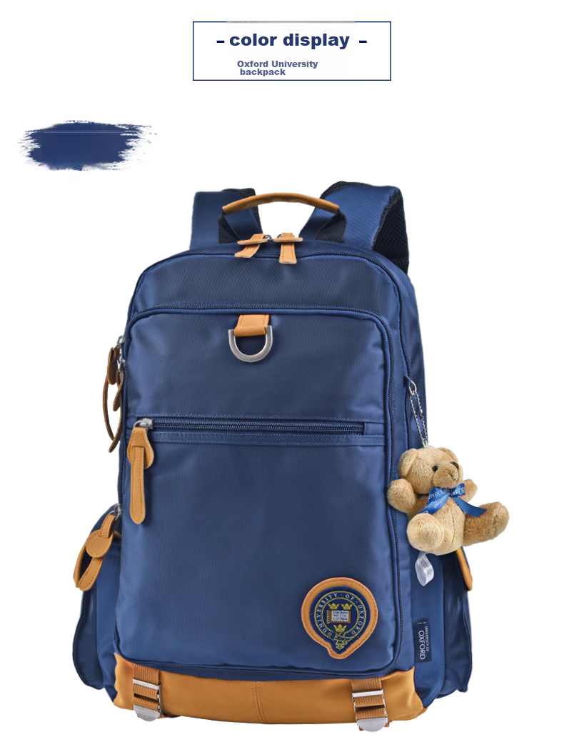 OXFORD Oxford University Backpack for Elementary School Boys, Back-To Gift for Children, Large Opening Lightweight Casual Double Shoulder Bag for Grades 4-6, Fashionable British Style X419-1 (Dark Blue) 3
