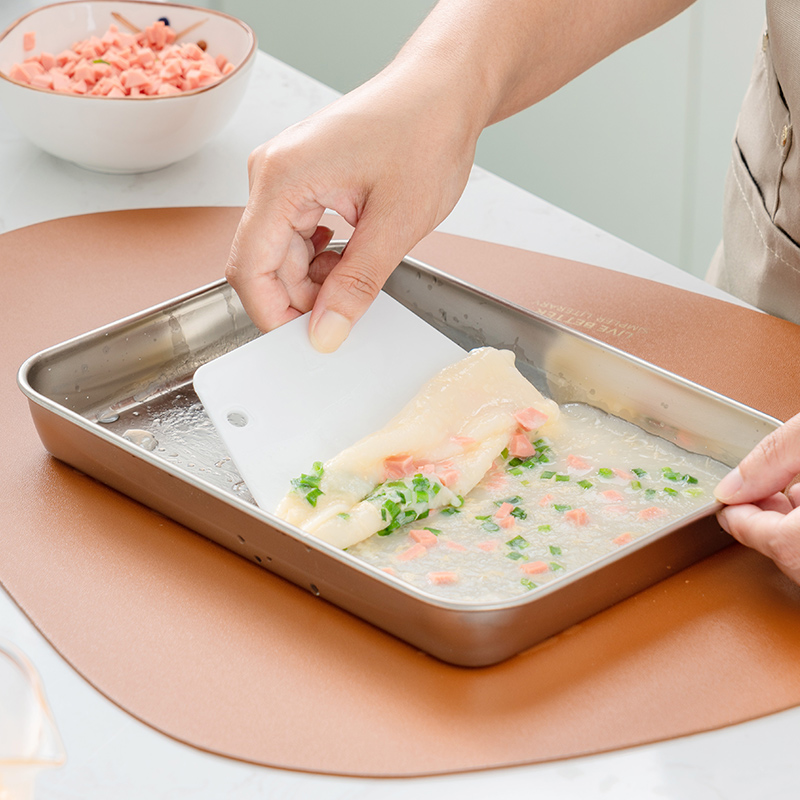 Onlycook 304 Нержавеющая сталь Паровая тарелка для Лянпи и рисовых роллов, лоток для домашнего использования, тарелка для подачи чая, сковорода для жарки рыбы, Лянпи Гунгун, маленький размер