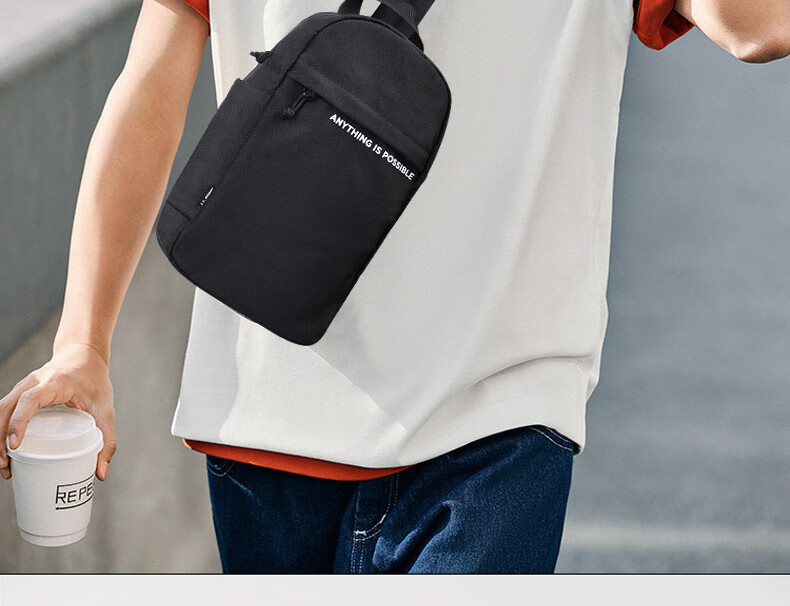 Li-Ning Crossbody Bag, Running Waist Pack, Shoulder Bag for Men And Women, Large Capacity Chest Bag for Men, Gift Satchel, Portable Small Bag, Black 7