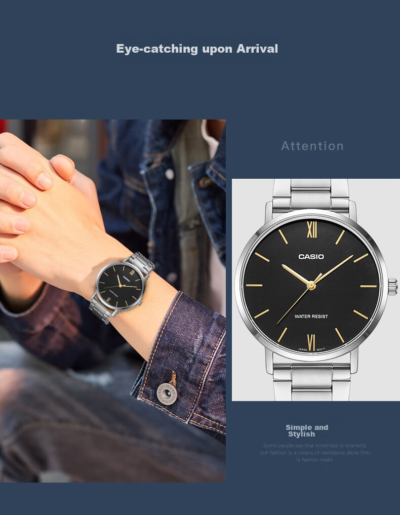 Casio Men's Watch, Business Commute Waterproof Three-Eye Pointer, Student Quartz Watch Gift for Boyfriend MTP-VT01L 7
