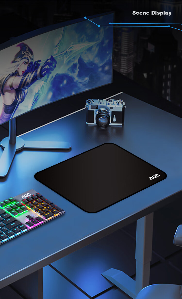 AOC M91 Gaming Mouse Pad Small Size 270*220*3mm, Thickened with Locked Edges, Office Keyboard Computer Desk Pad, Black, Pack of 10 7
