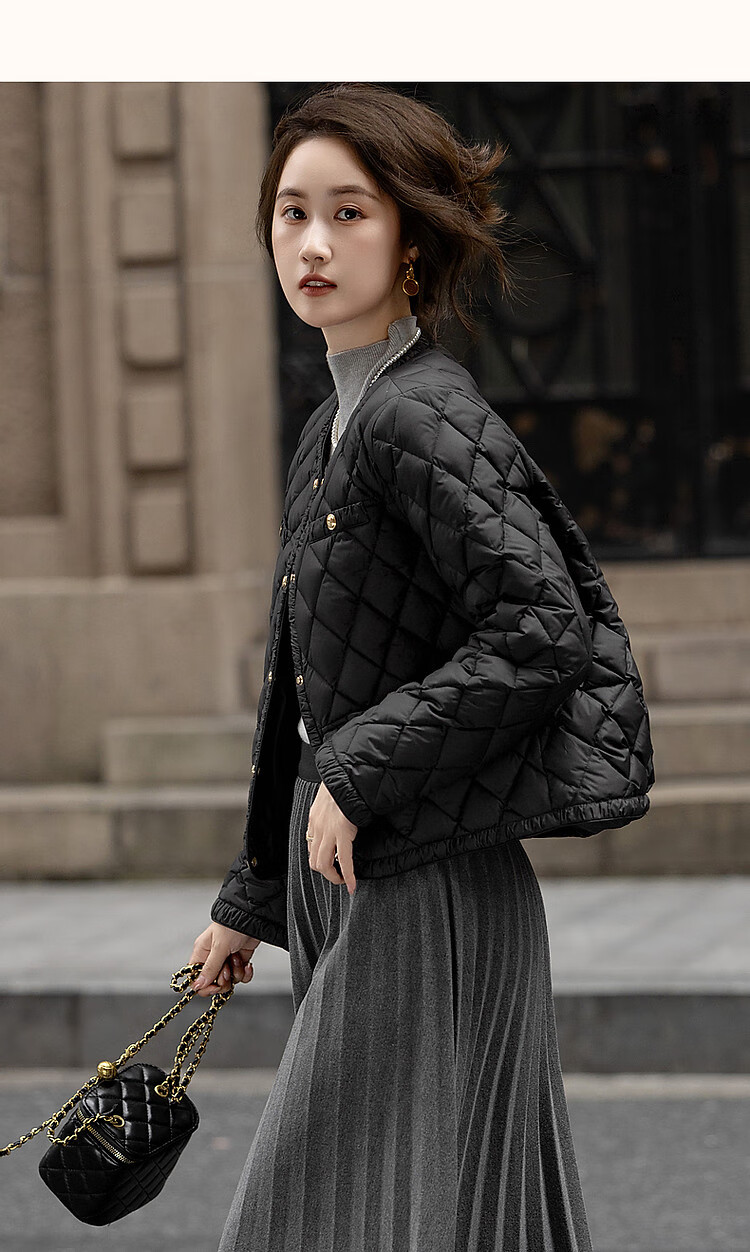 Dme [Qianjin Madeline] Winter Chanel-Style Lightweight Cloud 90% Duck Down Coarse Tweed Filling Puffer Jacket for Wome 16