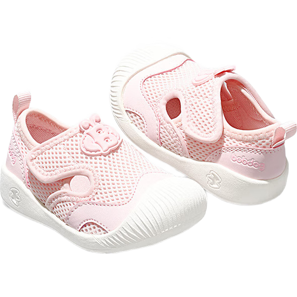 BOBDOG Children's Shoes, Baby Walking Sandals, Hollow Breathable Mesh, Soft Sole, Non-Slip, Boys And Girls Sneakers, Strawberry Pink, Size 23