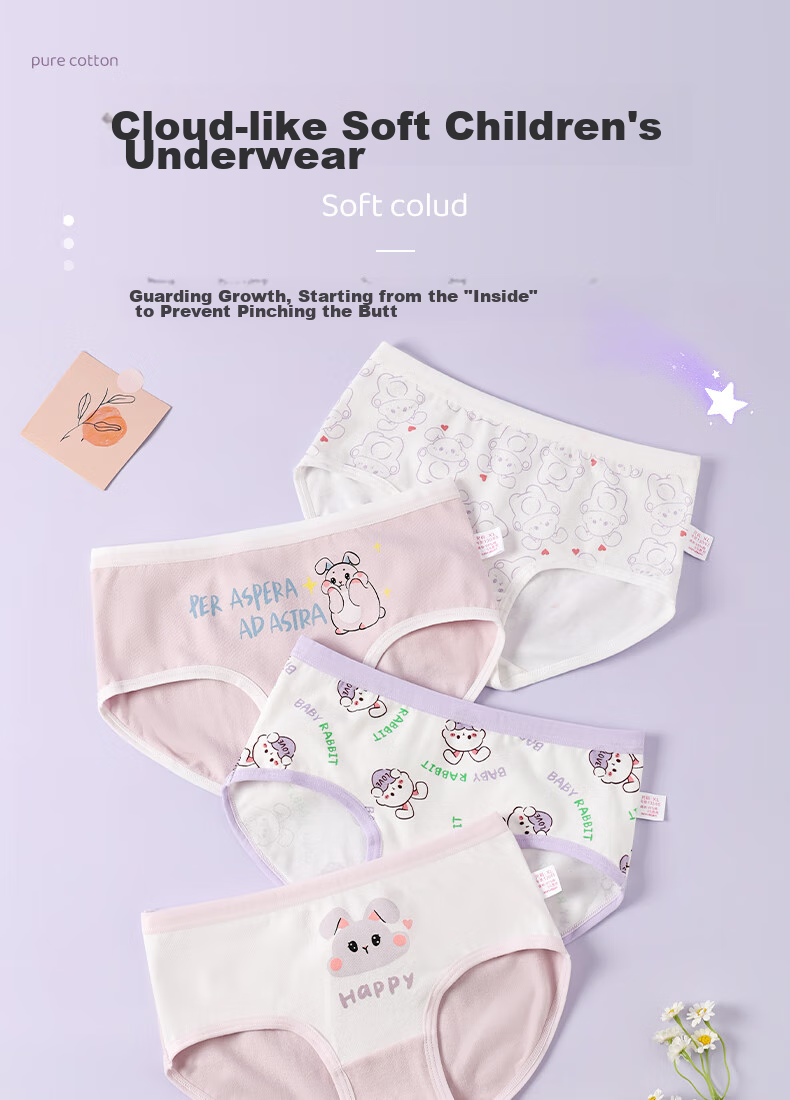 LangSha Girls' Underwear, Children's Cotton Antibacterial Triangle Panties, Cartoon Design, 95% Cotton, for Young Girls And Older Children, No Wedgie Shorts, 2XL 1