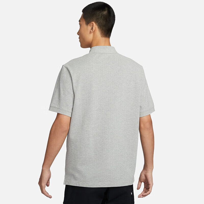 NIKE Men's Short-Sleeve T-Shirt, POLO Shirt, Pure Cotton, Sports Casual Simple Style, FN3895-063, Gray, Size L