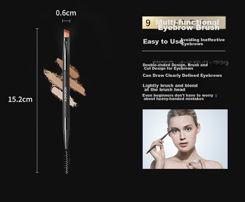 AOLANLA Master-Level Makeup Brush Set, 9 Pieces Including Loose Powder And Eyeshadow Brushes, Beginner Beauty Tool Gift Box, Holiday Present 12