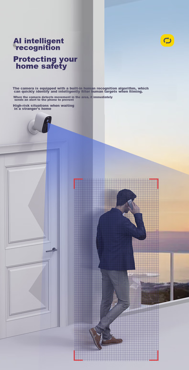 Boorgeel Wireless Home Security Camera, No Wiring Required, AI Doorway Monitoring with Built-In Battery, Rechargeable WiFi Indoor/outdoor Surveillance, Waterproof, Remote Two-Way Audio, Night Vision, Magnetic Mounting, No Drilling Required 5
