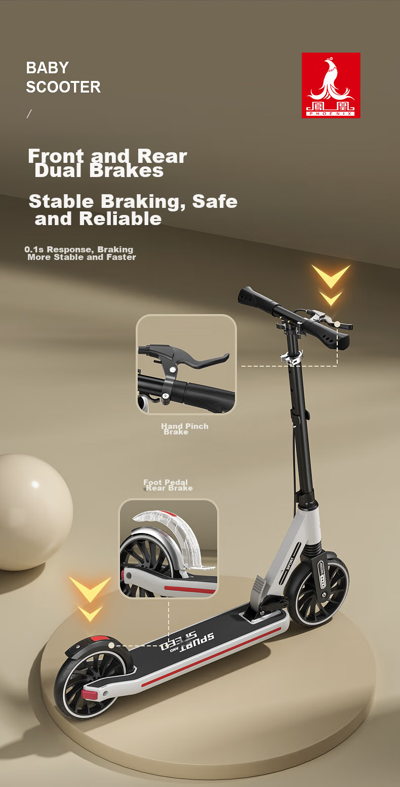 Phoenix Children's Scooter for Ages 3-15, Two-Wheel Ride-On Vehicle, Foldable Scooter for Teenagers And Kids, White 3