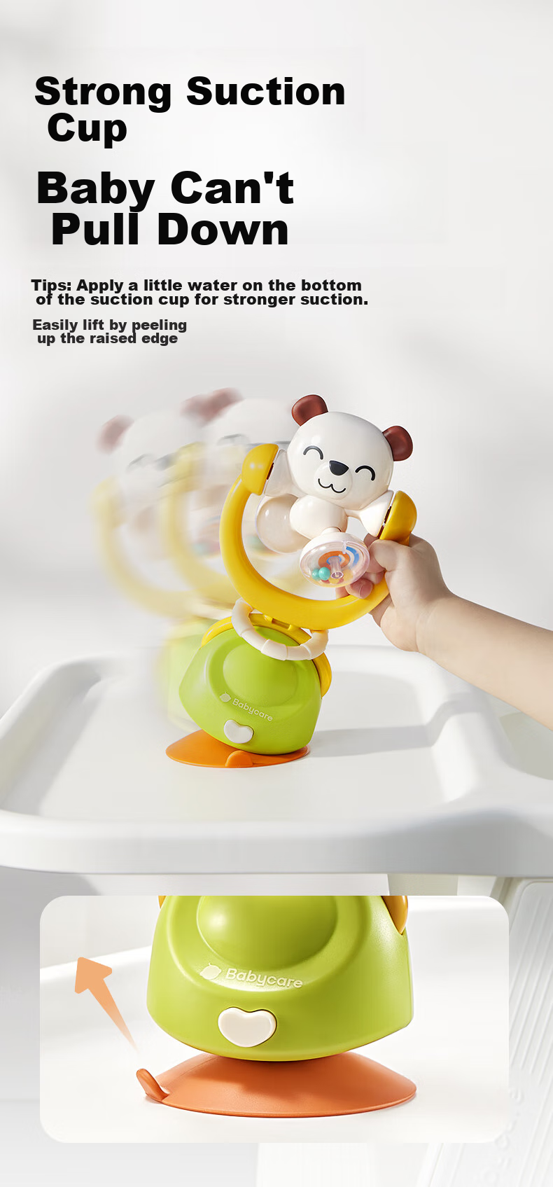 Babycare Bear Dining Table Rattle, Baby Toy, Newborn Full Moon Festival Gift, Comforting Hand Rattle, Yellow And White Color 2