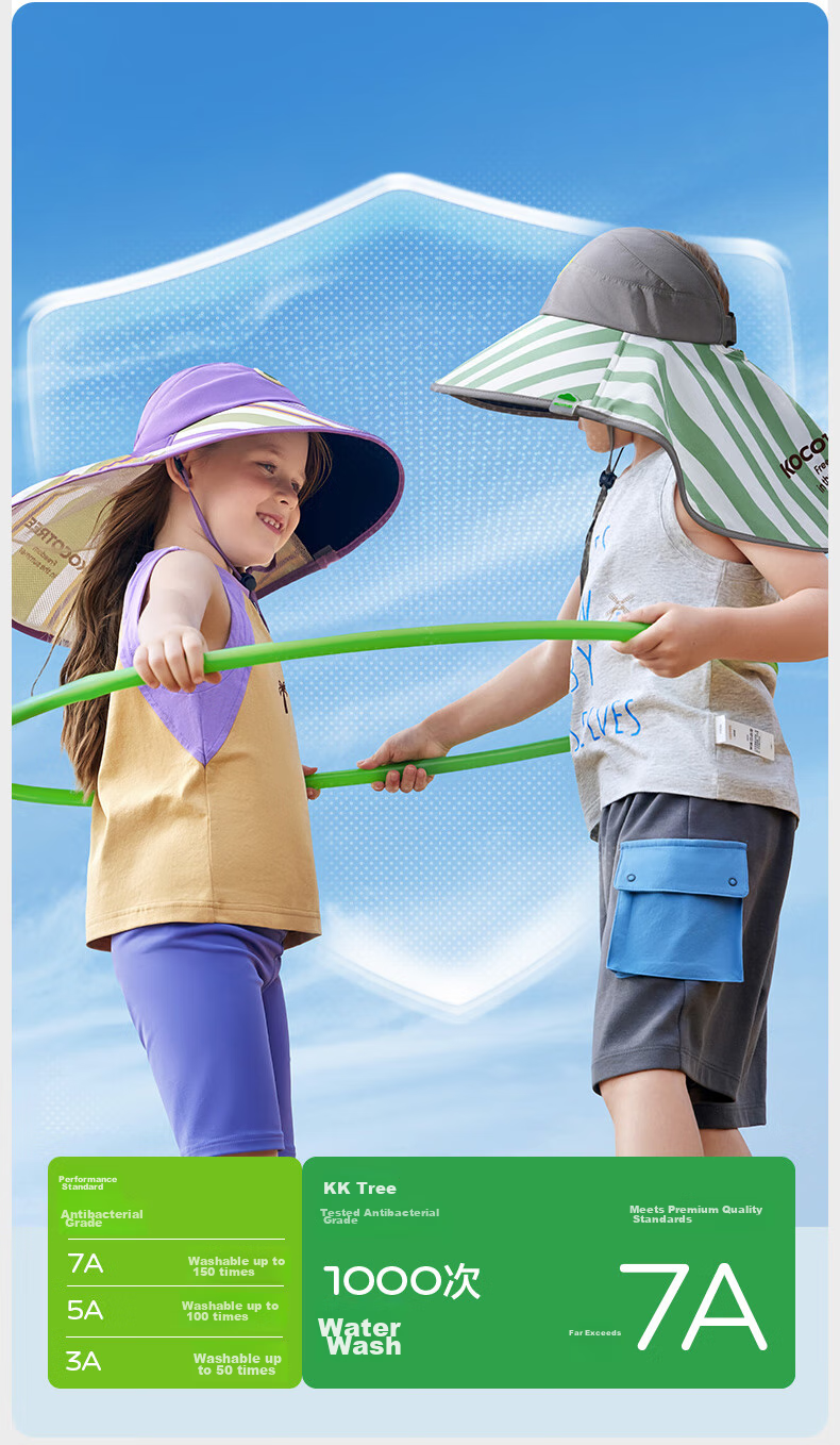 Kocotree Children's Sun Protection Hat, Open-Top Fisherman Hat, Boys' Sun Hat, Baby Cap, Wide-Brimmed Shawl 10