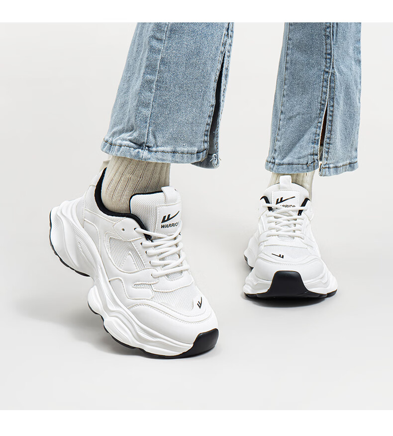 Huili Women's Chunky Sneakers, Mesh Upper Sports Shoes, Ladies' Thick-Soled Breathable Casual Shoes, 3075 White And Black, Size 35 13