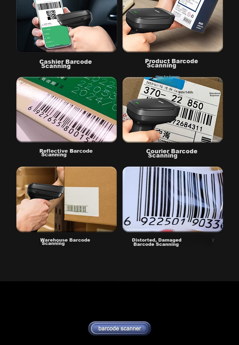 Deli Barcode Scanner, Wireless QR Code And Barcode Scanner, Supermarket Cashier Medical Insurance Payment Traceability Express Logistics Inquiry Spare Parts, 1.3 Million Pixels AA308 4
