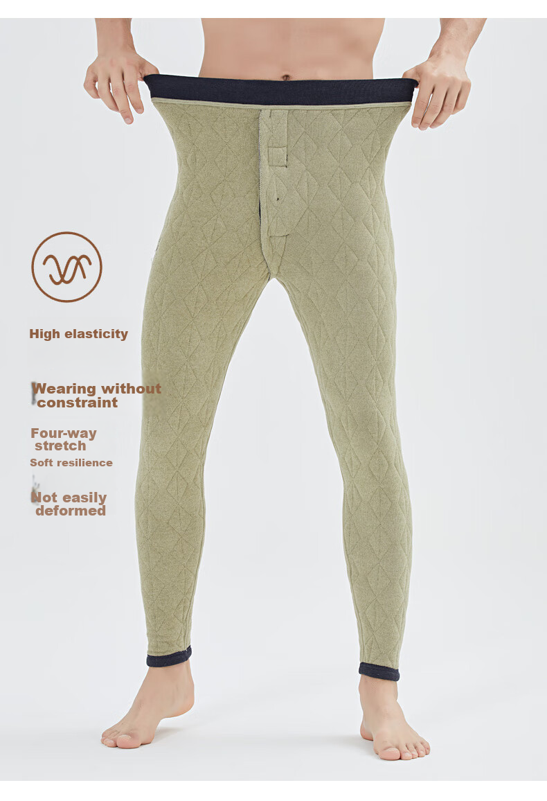 SNOWFLYING [100% Wool Filling] Men's Thermal Underwear, Thickened Autumn And Winter Inner Wear, Fleece-Lined Base Layer Pants, New Winter Product 5